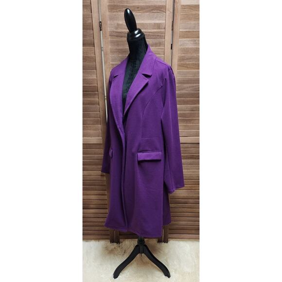 Torrid Womens Long Purple Ponte Trench Coat Plus Size 3X Heavy Warm Dress Jacket - Picture 7 of 10